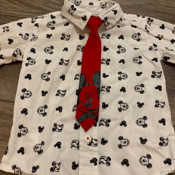 •Disney• Mickey Mouse button down w/ matching tie - Picture 2 of 4